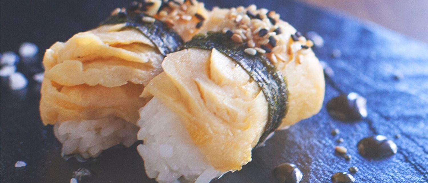 Nigiri on a slate, cut to order